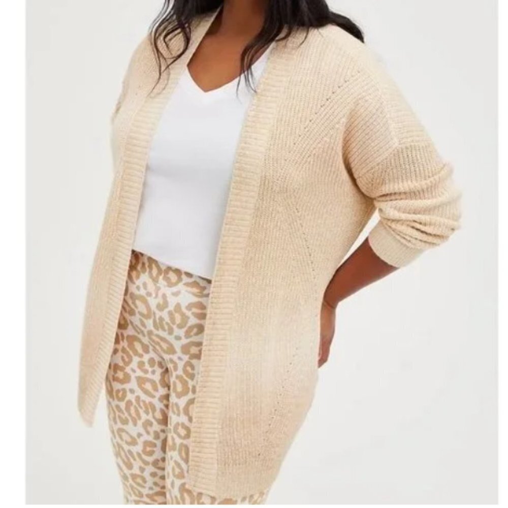 Torrid NWT Chunky Cardigan Open Front Sweater, Butter Cream
